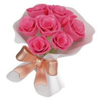 Rose Bouquet for Valentine's Day Celebration. 3D Render png