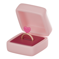 Casamento anel caixa ícone para dia dos namorados dia. 3d render png