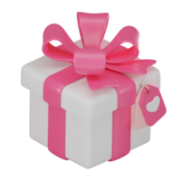 Heartfelt Surprise, Valentine's Day Gift Box with Tags heart shaped. 3D render png