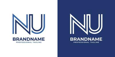 Letter NU Line Monogram Logo, suitable for business with NU or UN initials vector