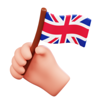 mano Tenere unito regno bandiera isolato. simboli icone e cultura di UK. 3d interpretazione png