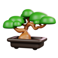 bonsai árvore em Panela isolado. símbolos ícones e cultura do Japão. 3d Renderização png