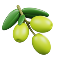olive des fruits isolé. symboles Icônes et culture de Italie. 3d rendre png
