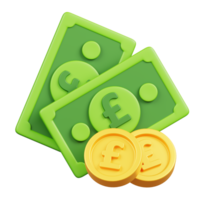 Euro Cash Money and Gold Coins. Symbols Icons And Culture Of England. 3D Rendering png