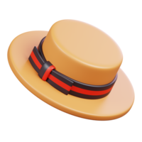 Italian Boater Hat Isolated. Symbols Icons And Culture Of Italy. 3D Render png