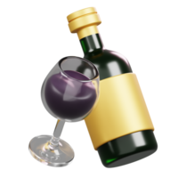 Wine Bottle and Glass Isolated. Symbols Icons And Culture Of Italy. 3D Render png