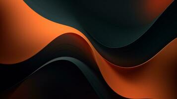 AI generated a black and orange abstract background with curves photo