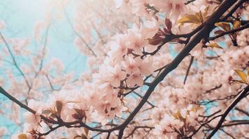 ai generado un foto de Cereza florecer árbol a floraciones