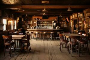 AI generated A photograph of quiet western saloon photo