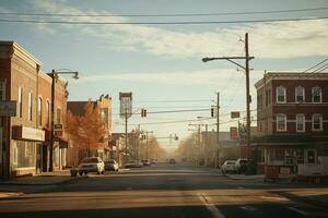 AI generated Photograph of quiet vintage american city photo