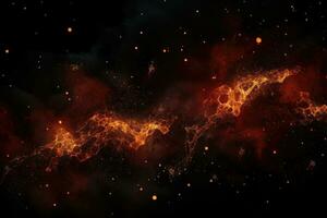 AI generated Fiery explosion in space, computer generated abstract background, 3D rendering, Illustrate fire embers particles over a black background, AI Generated photo