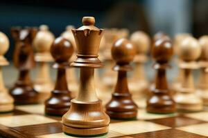 AI generated Wooden chess pieces on a Salesforce close up chess Ai generated photo