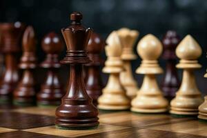 AI generated Wooden chess pieces on a Salesforce close up chess Ai generated photo