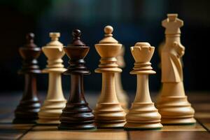 AI generated Wooden chess pieces on a Salesforce close up chess Ai generated photo