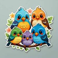 cute little bird illustration sticker photo