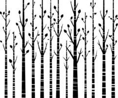 Birch trees. Vector background. Hand drawn vector illustration in sketch style. Nature template. AI generated illustration.