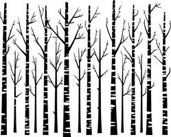 Birch trees. Vector background. Hand drawn vector illustration in sketch style. Nature template. AI generated illustration.