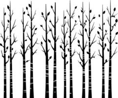 Birch trees. Vector background. Hand drawn vector illustration in sketch style. Nature template. AI generated illustration.