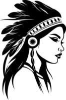 joven mujer en disfraz de americano indio. silueta de hermosa indio mujer. ai generado ilustración. vector