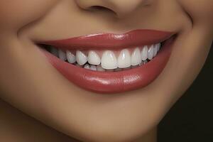 AI generated Close up of a smile with nice white teeth. AI Generated photo