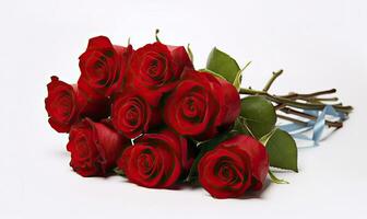 AI generated Red rose bouquet isolated on white background. AI Generated photo