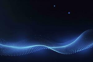 AI generated Dynamic blue particle wave. Abstract sound visualization. Digital structure of the wave flow of luminous particles. AI Generated. photo