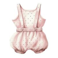 AI generated Pink baby girl romper in watercolors on a white background. AI Generated photo