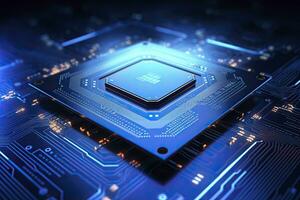 AI generated Futuristic central processor unit. Powerful Quantum CPU motherboard. AI Generated photo