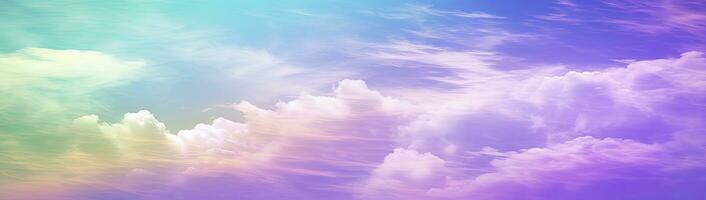 AI generated Rainbow sky with fluffy clouds. Multicolored toned sky. AI Generated. photo