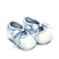 AI generated Watercolor newborn small shoes isolated white background. AI Generated photo