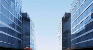 AI generated Two modern buildings with glass windows. Architecture design of buildings.  AI Generated photo