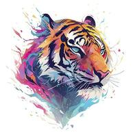 AI generated Watercolor tiger head on isolated with white background. AI Generated photo