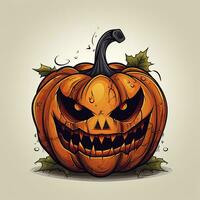 AI generated Halloween design with pumpkins. AI Generated photo