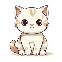 AI generated Cute Kawaii cat clipart icon white background. AI Generated photo