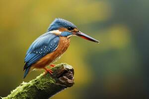 AI generated Kingfisher sitting on the tree branch. AI Generated photo