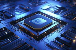 AI generated Futuristic central processor unit. Powerful Quantum CPU motherboard. AI Generated photo