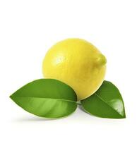 AI generated Lemon with leaf isolated on white background. AI Generated photo