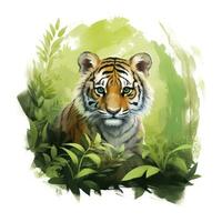 AI generated Watercolor Tiger for kids. AI Generated photo