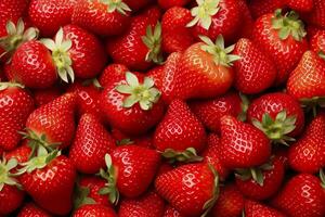 AI generated Texture of fresh strawberries as background. Generative AI photo