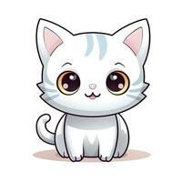 ai generado linda kawaii gato clipart icono blanco antecedentes. ai generado foto
