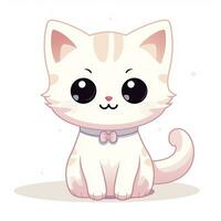 AI generated Cute Kawaii cat clipart icon white background. AI Generated photo