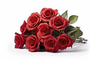 AI generated Red rose bouquet isolated on white background. AI Generated photo