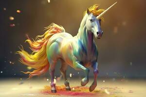 AI generated Beautiful unicorn with light colors. AI Generative photo