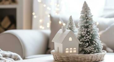 ai generado un acogedor concepto de festivo hogar decoración para Navidad. ai generado foto