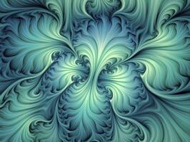 AI generated Aqua and Green psychedelic fractal.  AI Generated photo