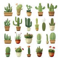 AI generated The Cactus set on white background. Clipart illustrations. AI Generated photo