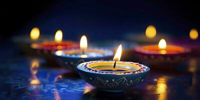 AI generated Happy Diwali. Diya oil lamps were lit during the celebration. AI Generated photo