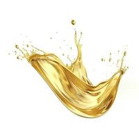 AI generated Golden Oil or Cosmetic essence splash isolated on white background, 3d illustration. AI Generated photo