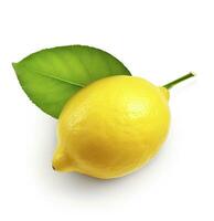 AI generated Lemon with leaf isolated on white background. AI Generated photo