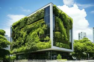 AI generated Office building with green environment. AI Generated photo